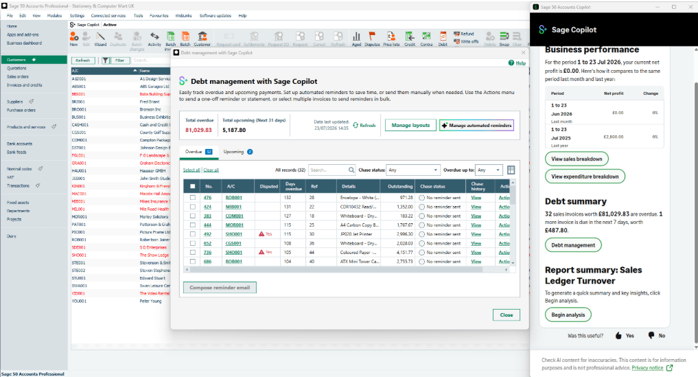 Overdue Invoices - Sage Copilot | Reality Solutions Ltd